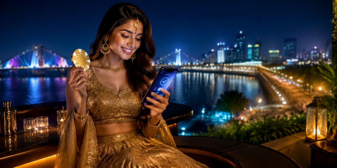 Ahmedabad riverfront evening illuminated cityscape